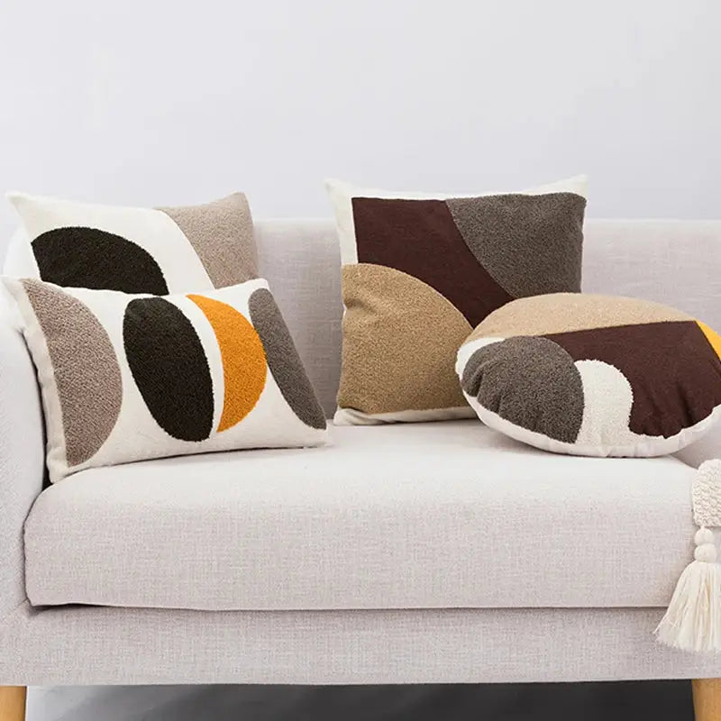 Abstract geometric earthy tone cushion cover living room decor