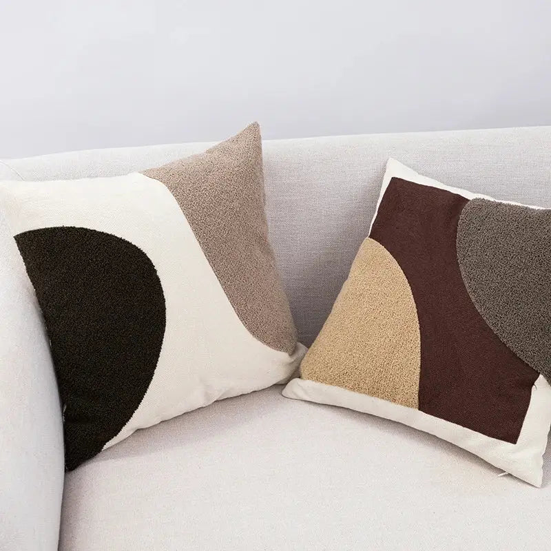 Abstract geometric earthy tone cushion cover living room decor