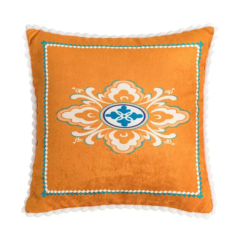 Abstract geometric printed cushion cover orange & blue living room