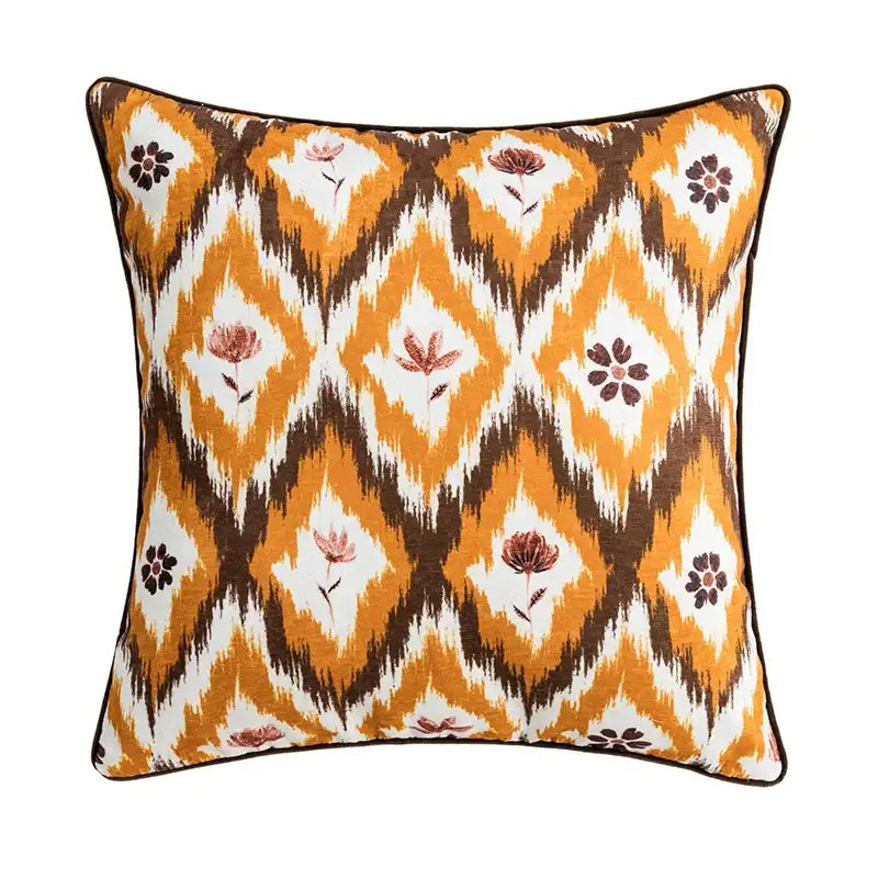 Abstract geometric printed cushion cover orange & blue living room