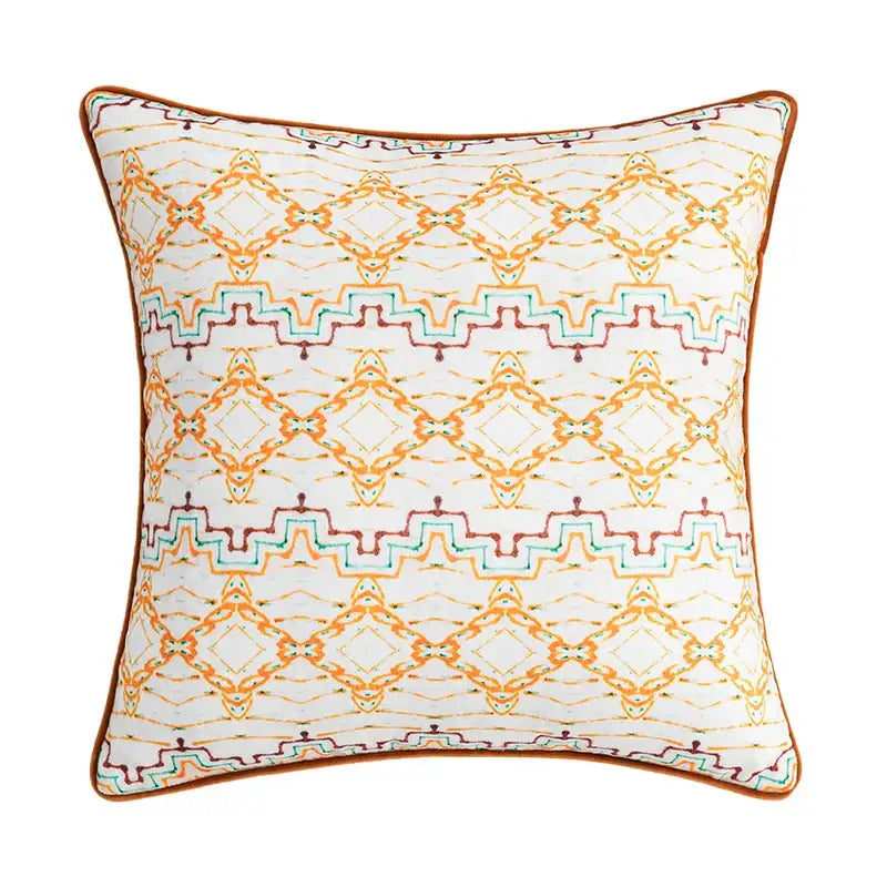 Abstract geometric printed cushion cover orange & blue living room