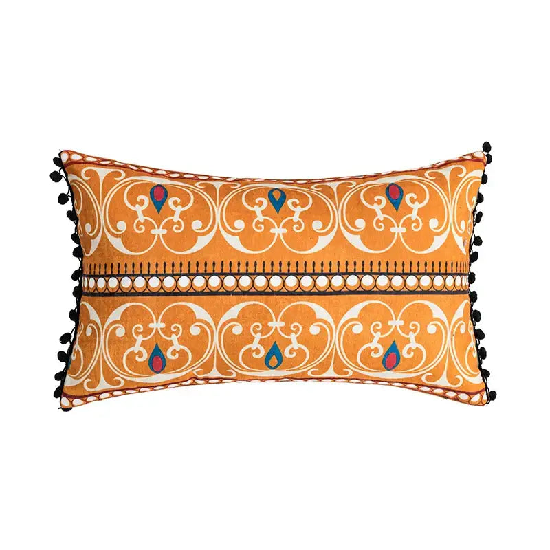 Abstract geometric printed cushion cover orange & blue living room