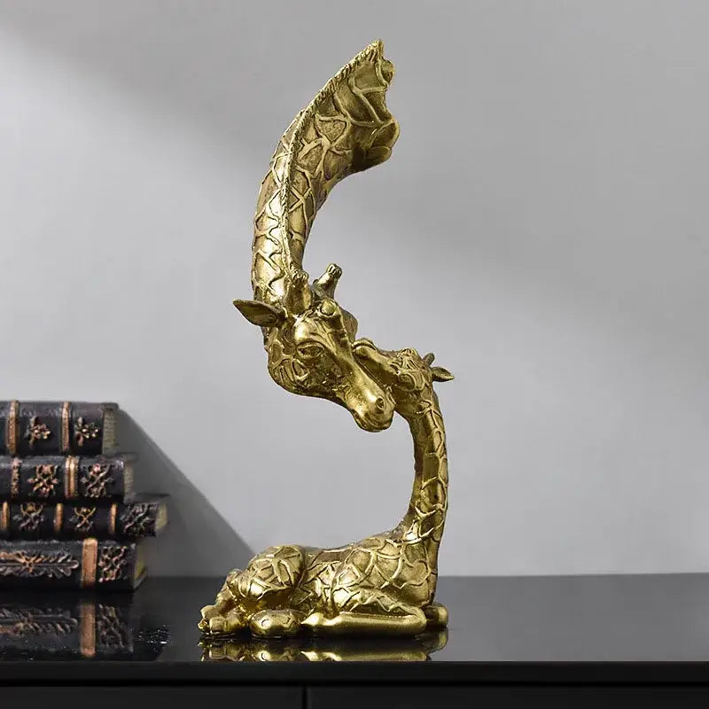 Abstract gold resin giraffe figurines living room decor ornament