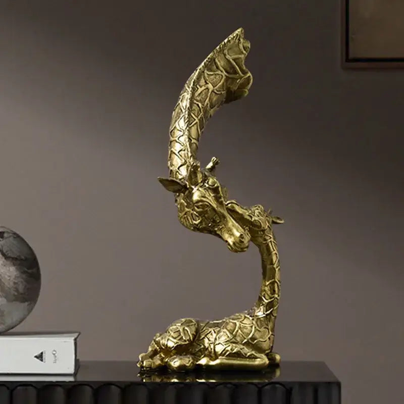 Abstract gold resin giraffe figurines living room decor ornament