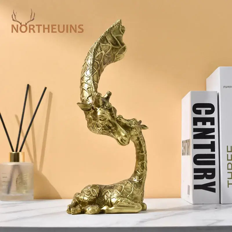 Abstract gold resin giraffe figurines living room decor ornament