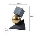 Abstract gray and gold ball sculpture living room decor