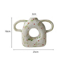 Abstract handle ceramic vase set green & red living room decor