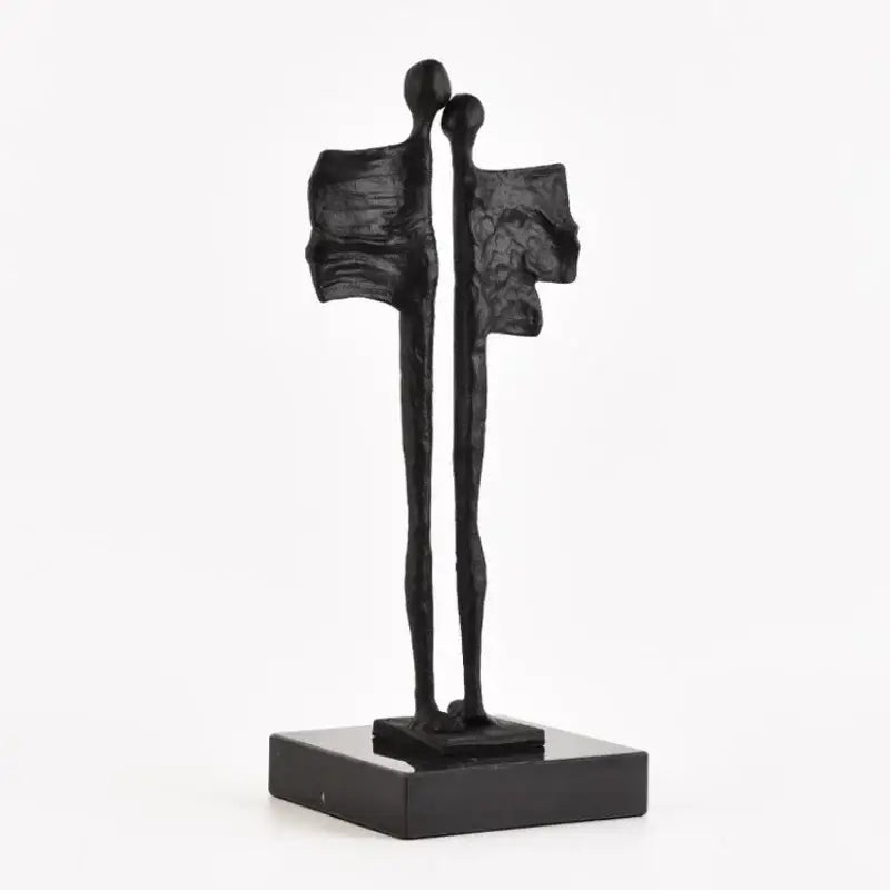 Abstract iron cast couple statue gold & black living room decor