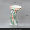 Abstract irregular pattern green & orange ceramic vases living room