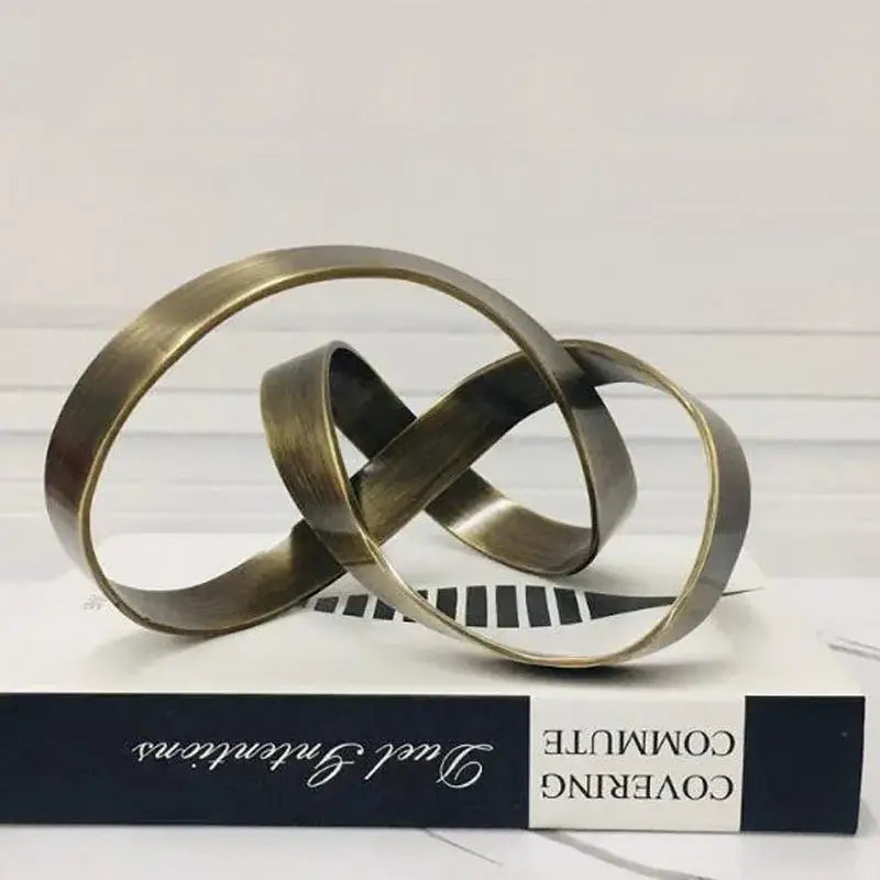 Abstract knot golden metal sculpture living room decor
