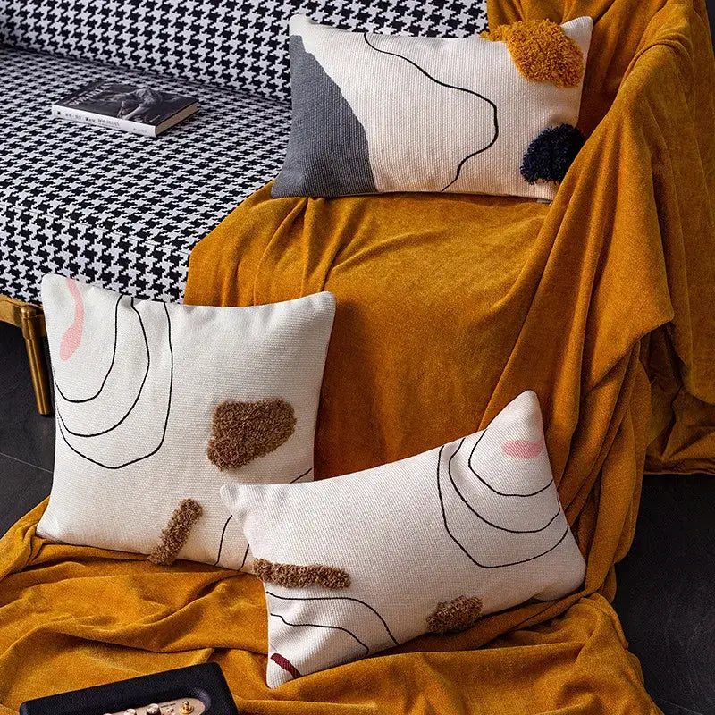 Abstract line colors cushion cover living room tufted pillow case