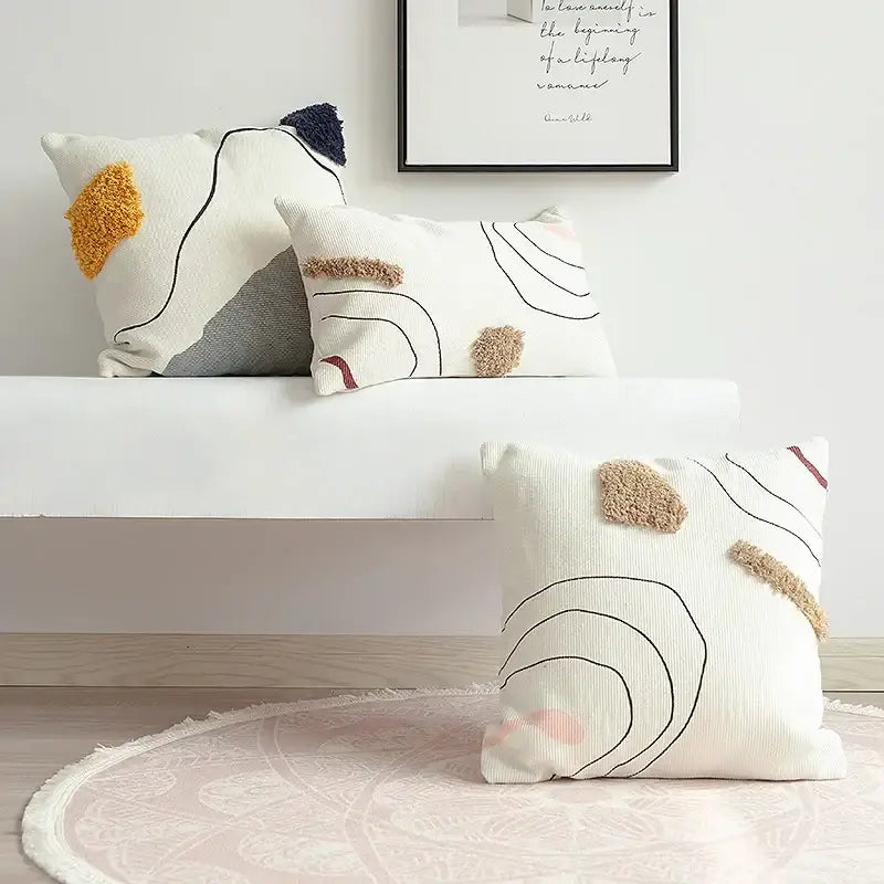 Abstract line colors cushion cover living room tufted pillow case