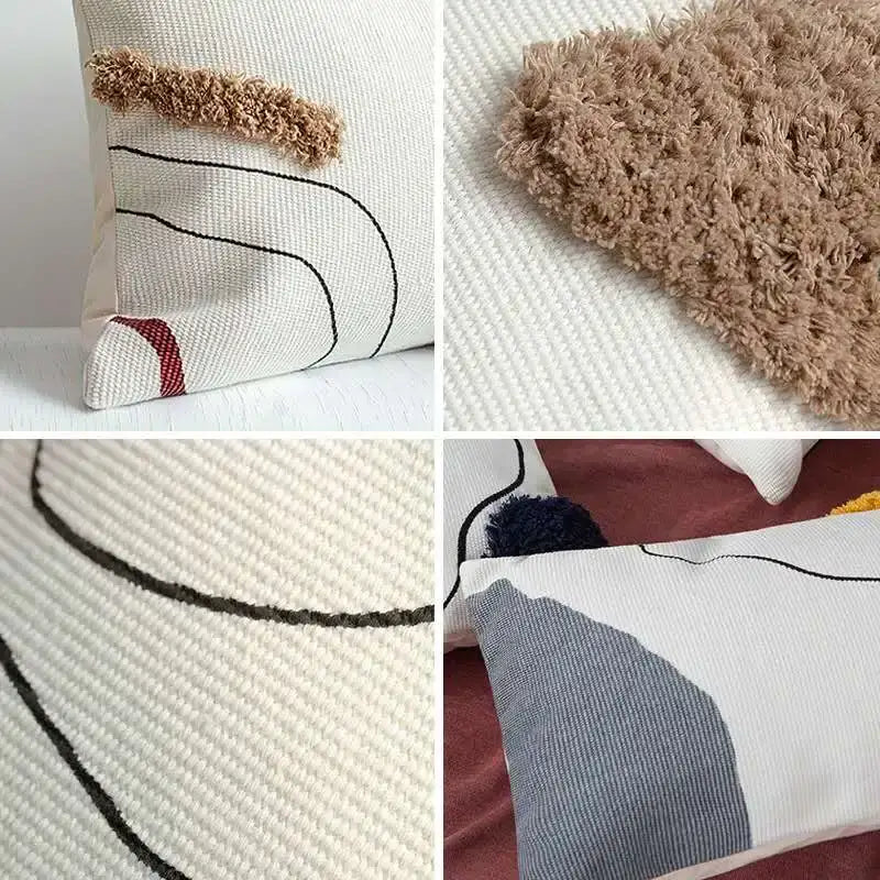 Abstract line colors cushion cover living room tufted pillow case
