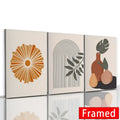 Modern abstract orange leaf posters set living room wall art