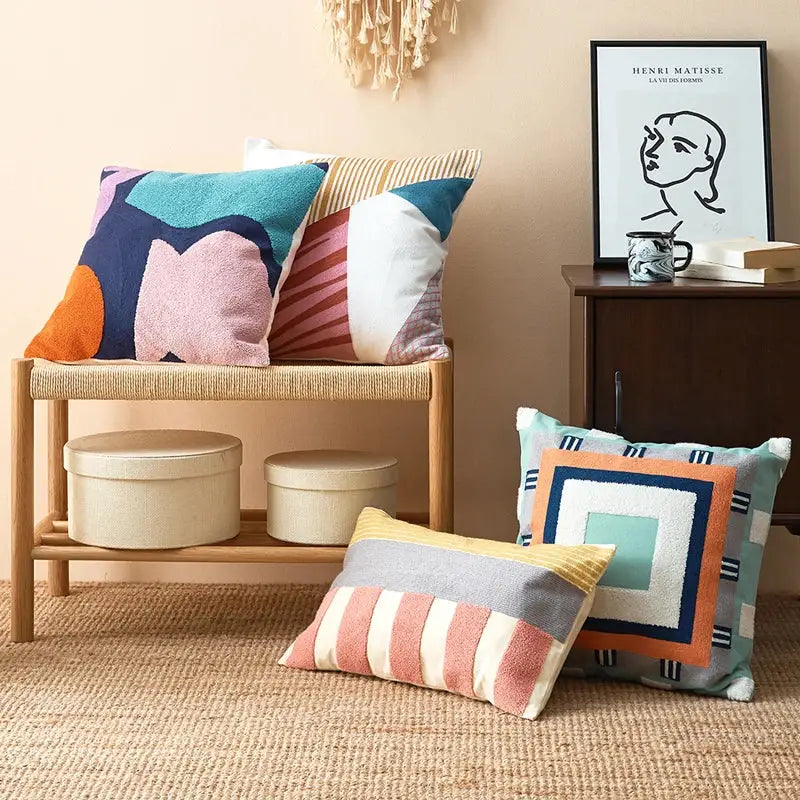 Abstract pastel geometric cushion cover living room throw pillow