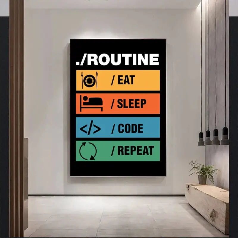 Abstract programmer gamer educational infographic canvas art bedroom