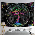 Abstract rainbow tree of life tapestry wall hanging living room art