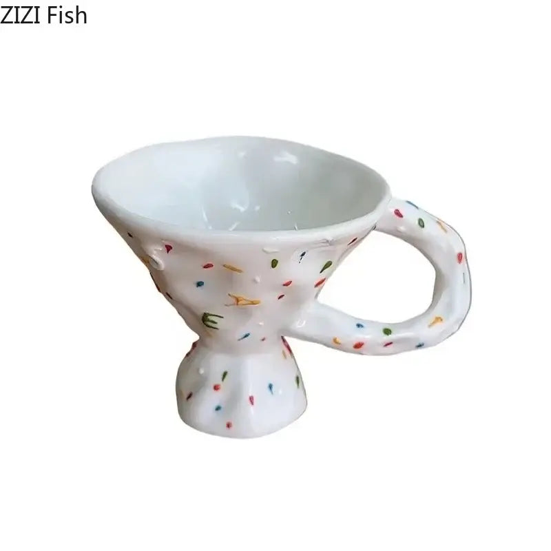 Abstract splatter black ceramic mug dining room decorative cup