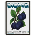 Abstract vintage blue plum botanical canvas print bedroom wall art