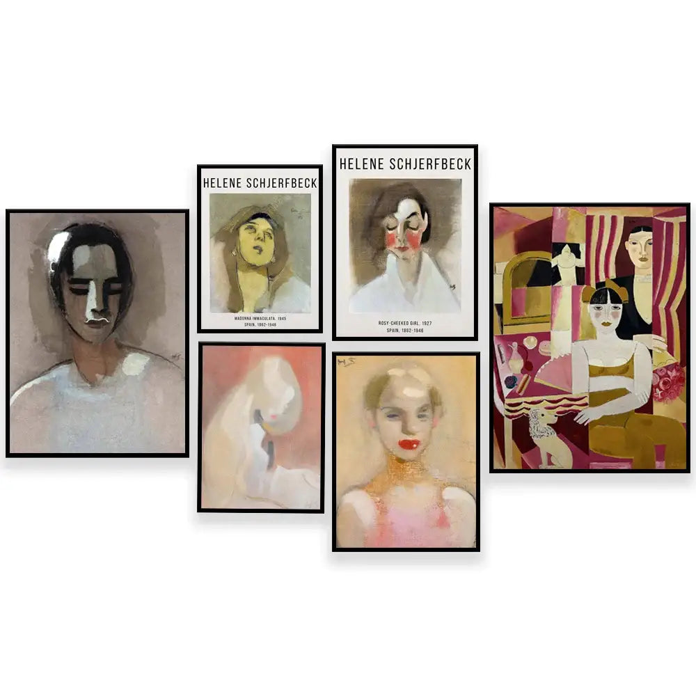 Abstract vintage exhibition poster set living room framed art prints