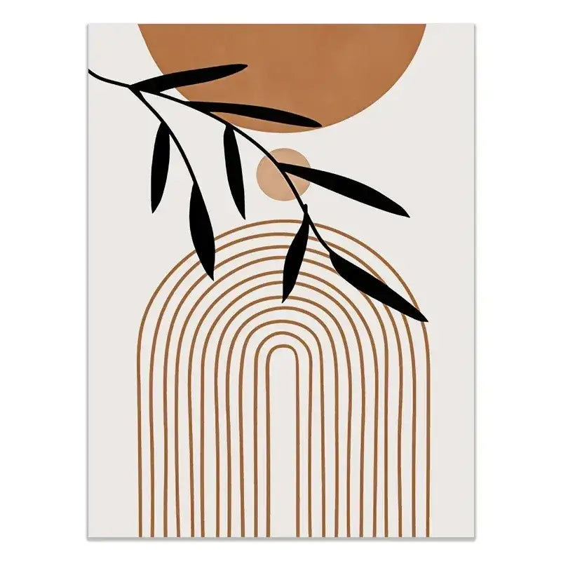 Modern abstract green & black botanical wall art set living room