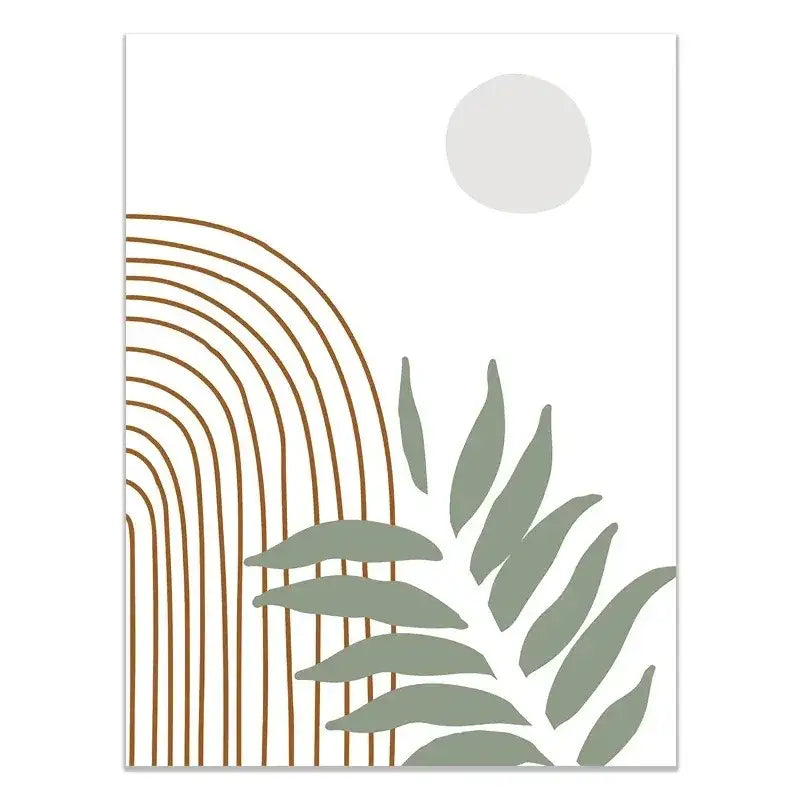 Modern abstract green & black botanical wall art set living room