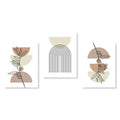 Modern abstract green & black botanical wall art set living room
