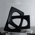 Abstract white ceramic geometric cross square ring bookends living room