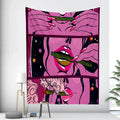 Abstract woman tarot card tapestry pink & black bedroom wall decor