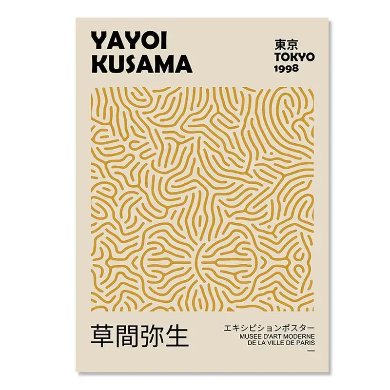Abstract yayoi kusama wall art – living room framed flower prints