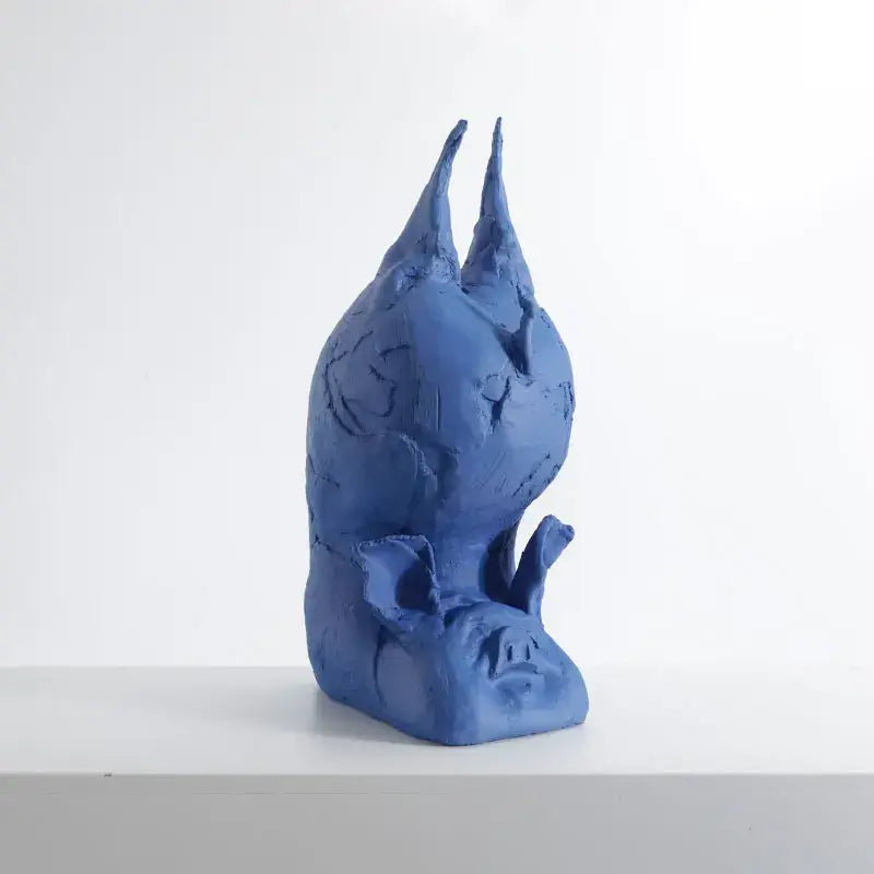 Abstract yellow & blue cartoon pig handicrafts bedroom decor figurines