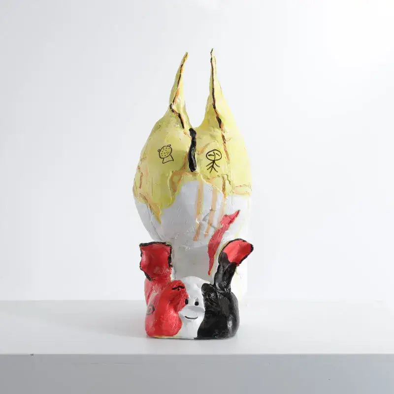Abstract yellow & blue cartoon pig handicrafts bedroom decor figurines