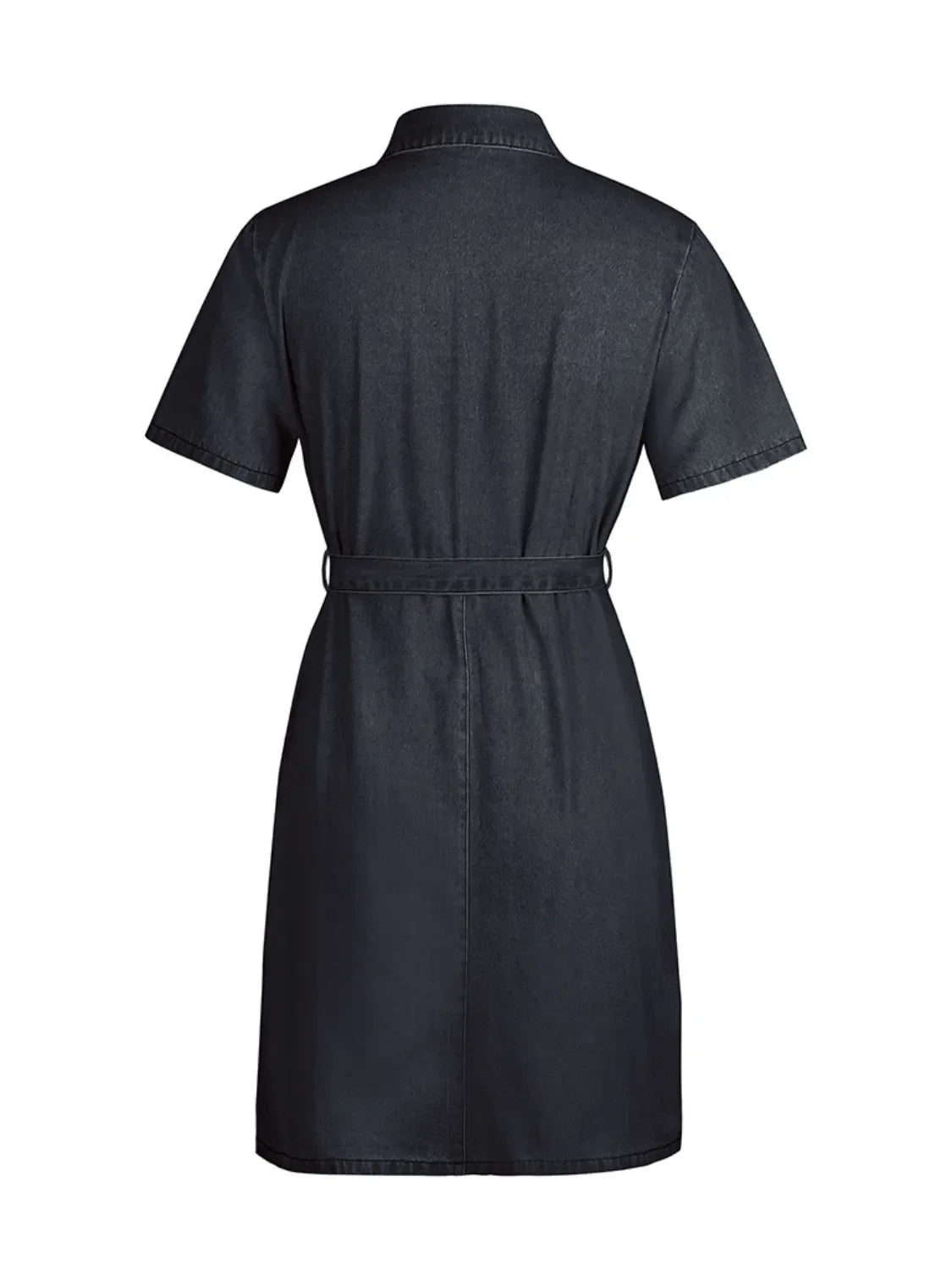 Full Size Zip Front Sleeve Denim Dress Plus Size