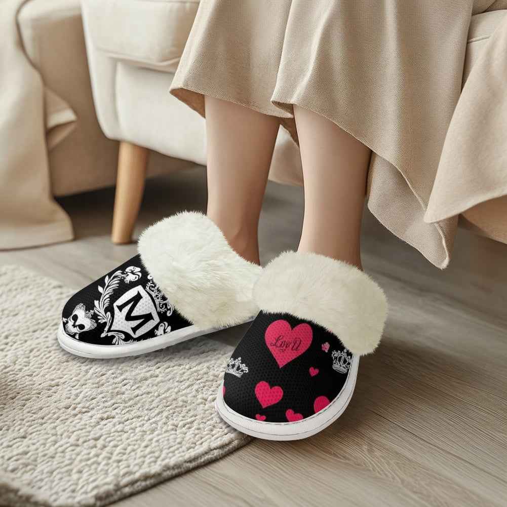 MUNSIEUR Cotton Slippers with fur edges Valentine's Day Collection New Arrivals