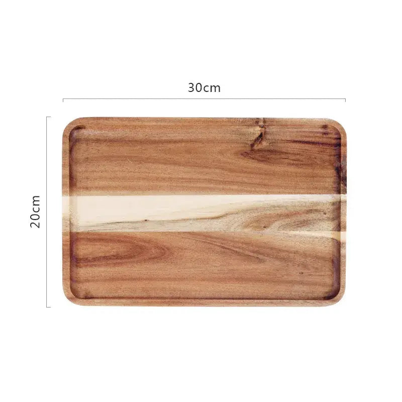 Acacia wood breakfast tray with cutlery – dining room serving plate