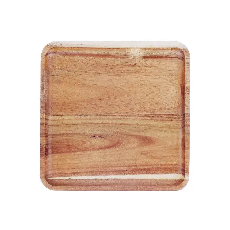 Acacia wood breakfast tray with cutlery – dining room serving plate