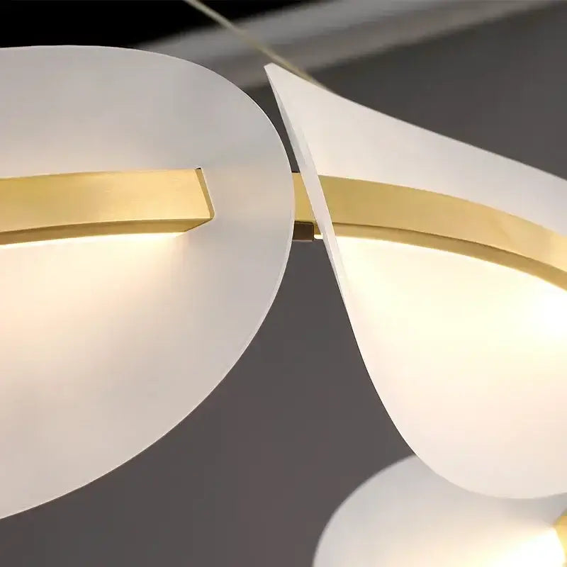 Modern gold acrylic ring chandelier dining room frosted glass light