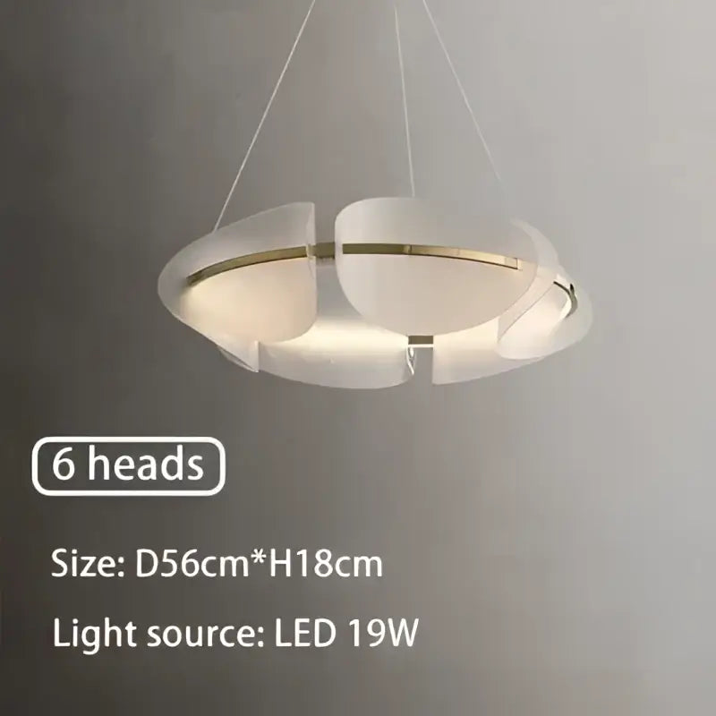 Modern gold acrylic ring chandelier dining room frosted glass light