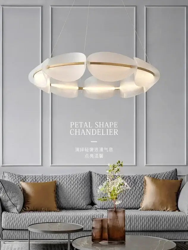 Modern gold acrylic ring chandelier dining room frosted glass light