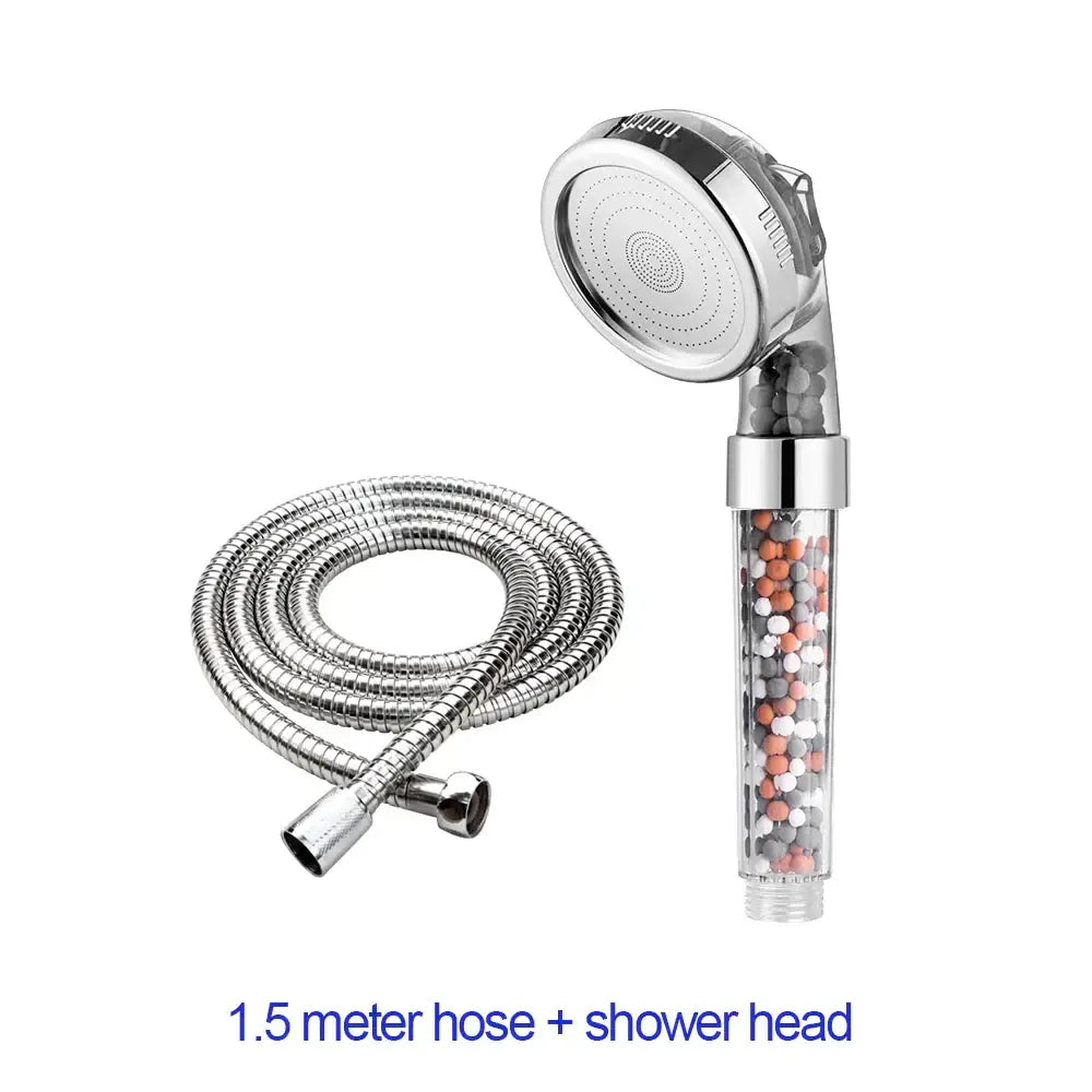 Adjustable high pressure shower head with filter beads for bathroom
