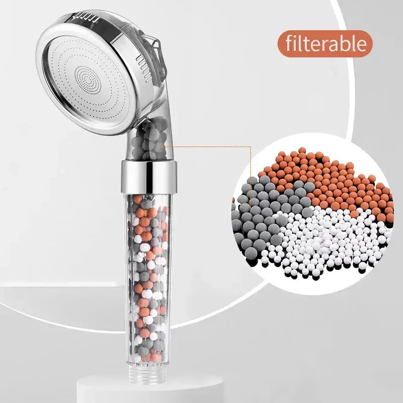 Adjustable high pressure shower head with filter beads for bathroom