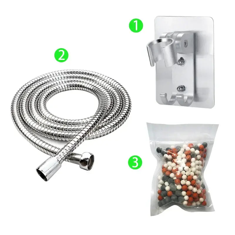 Adjustable high pressure shower head with filter beads for bathroom