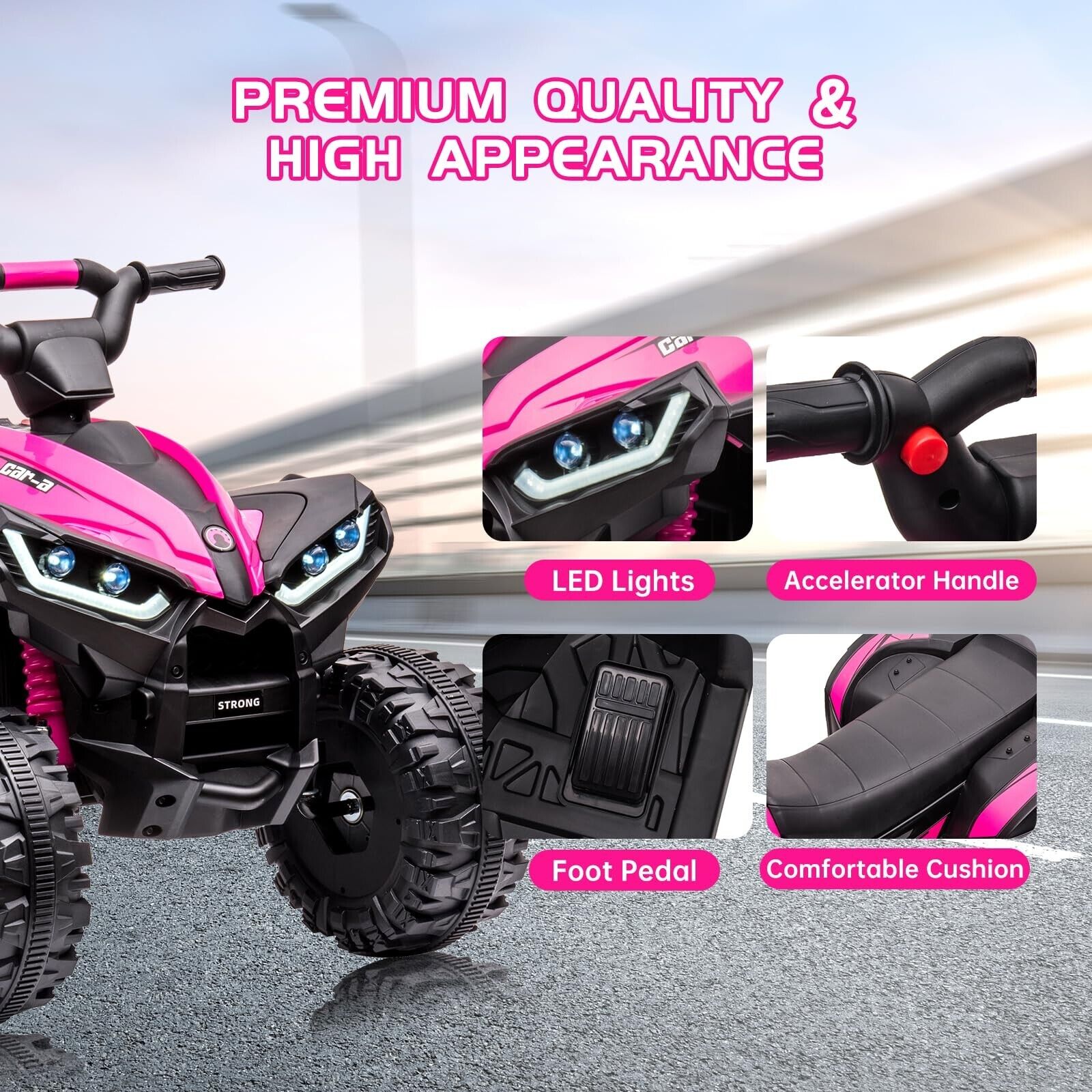 Adoolla 12V 7Ah Kids Electric Ride on Car, Battery Powered 4-Wheels Toy Car for Endless Fun