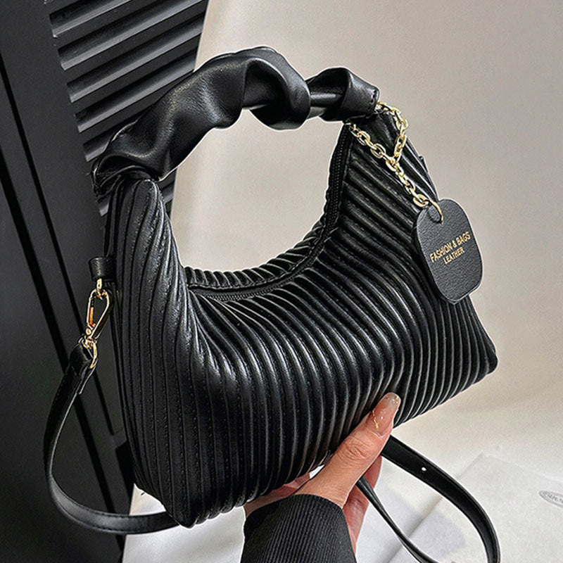 Women's Cloud Crossbody Bag - PU Leather Pleated Tote Bag
