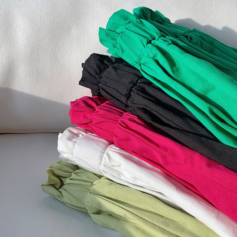 Women's Bud Shaped Waist Cotton Women's Multi-color Bottoms Woven