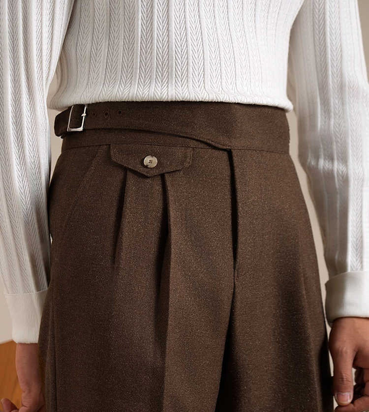 Men's Double Pleated Straight Business Casual loose fitting Pants