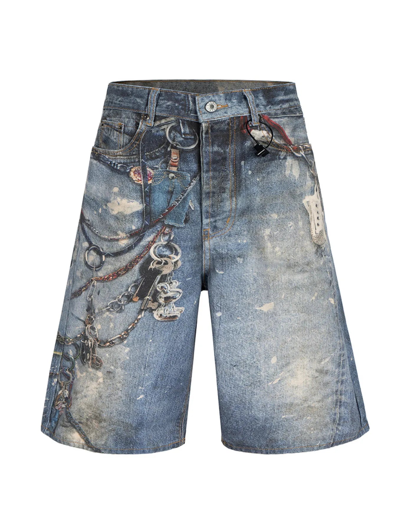 Men's Chain Print Denim Shorts