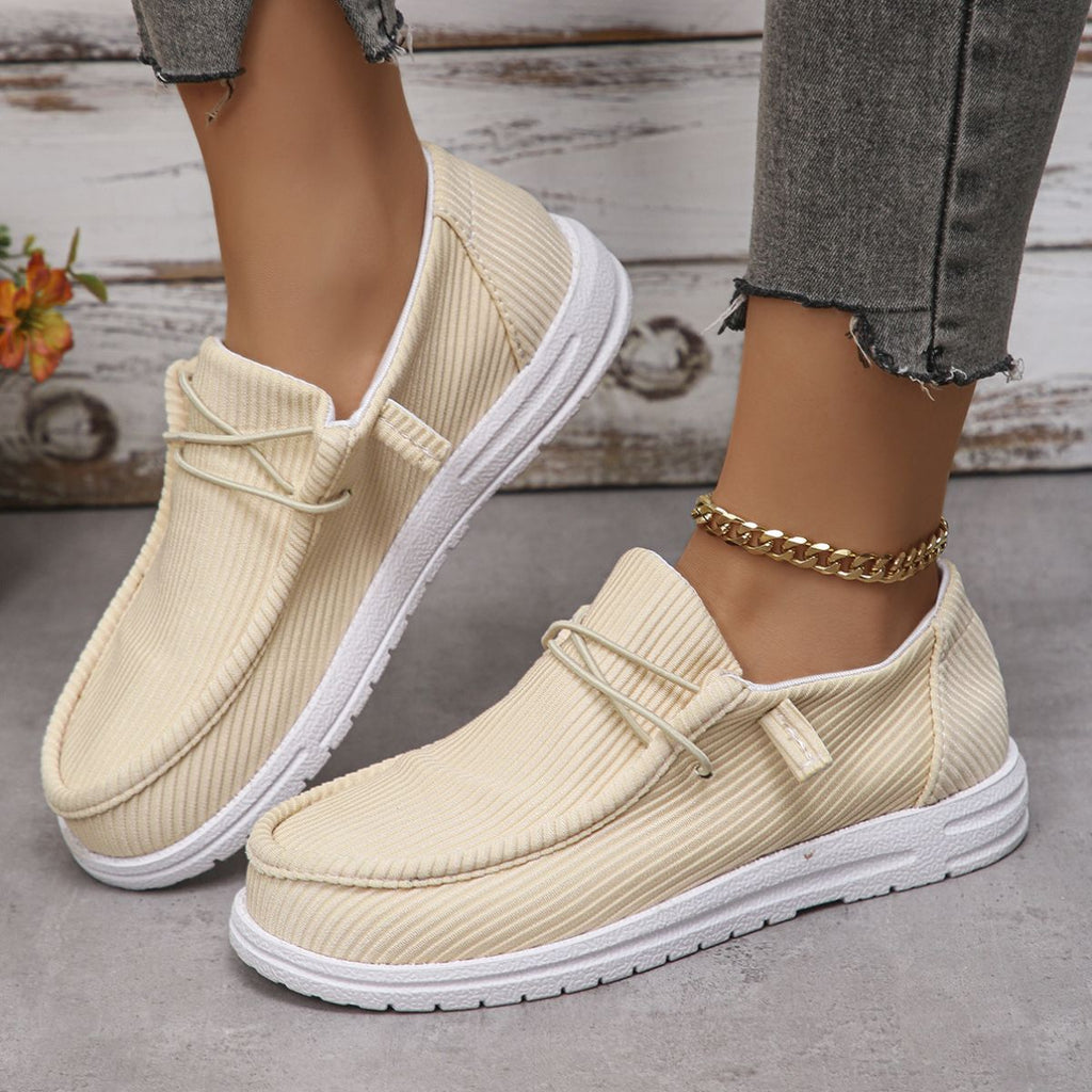 Round Toe Canvas Flats Boots