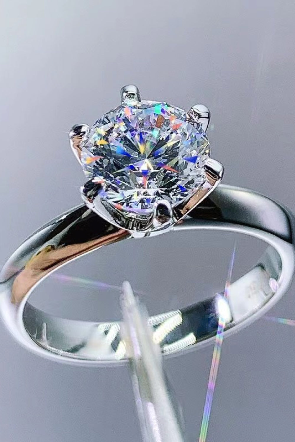 Adored Lab-grown Diamond Ring Sterling Silver 3 Carat 6-Prong