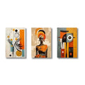 African abstract purple floral wall art set living room decor